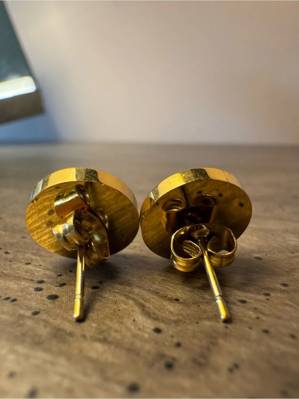 Gold Tone Round Roman Numeral Black Studs